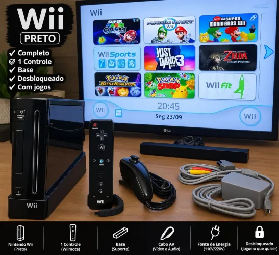 Nintendo Wii completo controle volante tudo original jogos pendrive