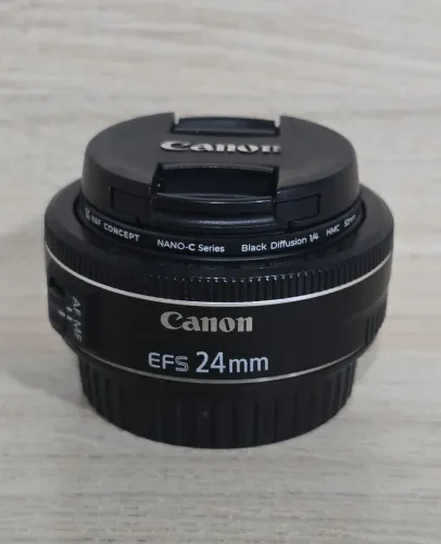 LENTE CANON EFS 24MM F2.8 STM IMPECÁVEL 