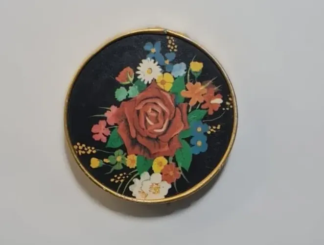Porta joias vintage ou estojo de maquiagem compacto, estimado das décadas de 1960 /70 - 6