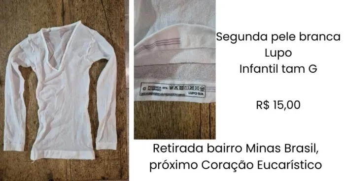 Blusa Segunda Pele Infantil Lupo Branca Manga Longa - Tam. G