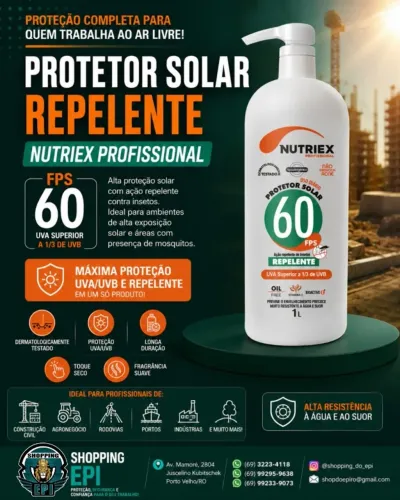Protetor Solar Repelente Nutriex Profissional FPS 60