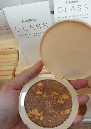 Bronzer e iluminador marmorizado marble linha glass Ruby rose tom 1 e tom 2
