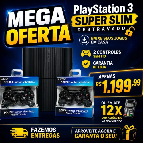 Ps3 destravado com jogos loja pra baixar 2 controles + GARANTIA DE LOJA 