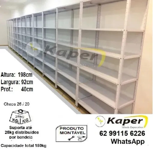 Estante de aço Profundidade 40cm cinza ( produto novo ) Promoção