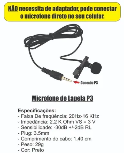 Microfone de Lapela P3
