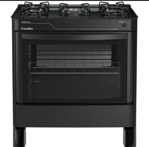 Fogão 5 Bocas Esmaltec Agata Glass Preto - USADO - LEIA O ANÚNCIO 
