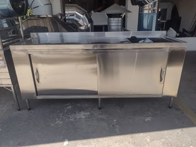 Balcão armário c/cuba em Aço Inox para Comércio