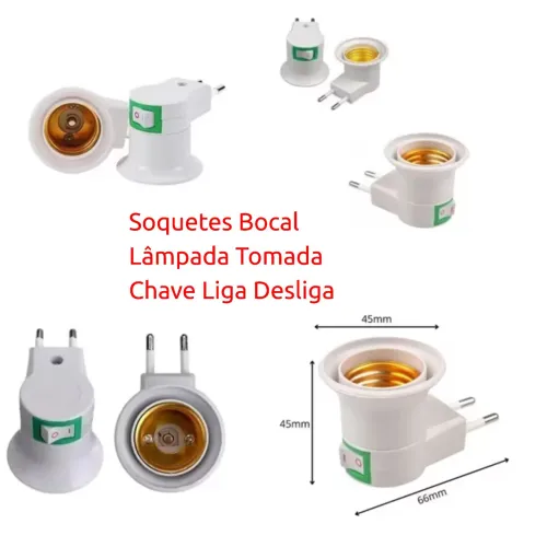 Soquete Bocal Lâmpada Tomada Chave Liga/Desliga