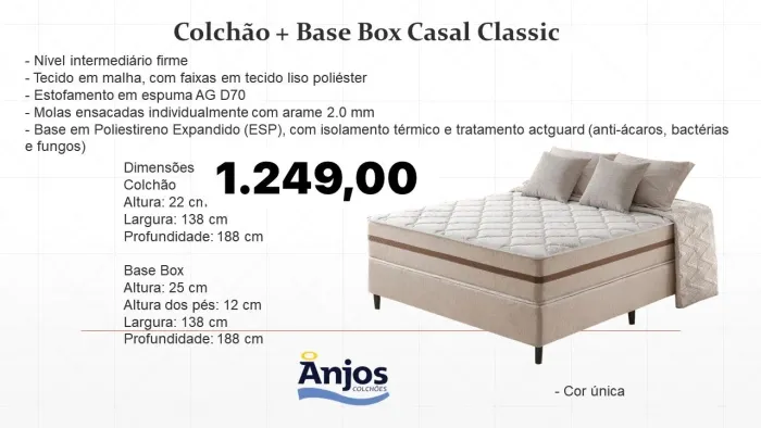 Colchão + Base Box Casal Classic - ENTREGA HOJE !!!