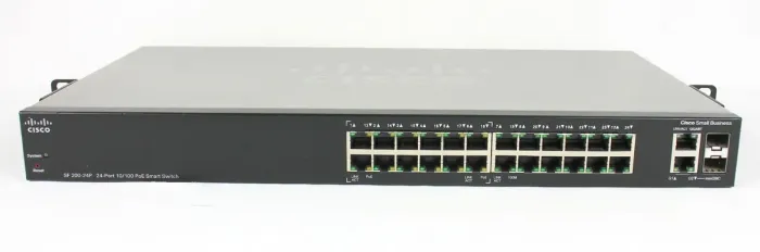 Switch PoE Cisco Gerenciável SF200 24 Portas 10-100 + 2 Gigabit/SFP