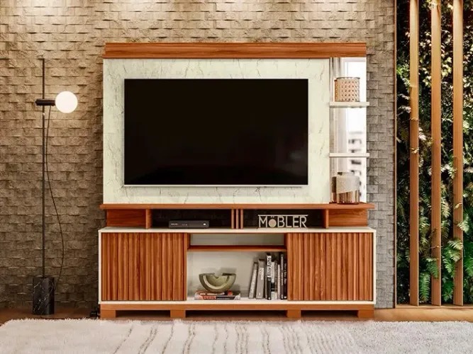 Home para TV 65" Largura 180cm com Portas Ripadas   