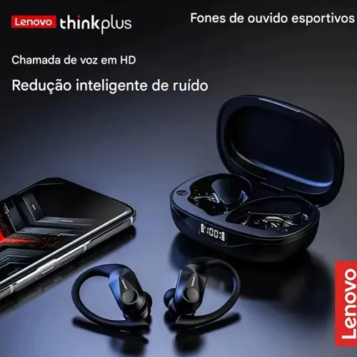 Fone Lenovo LP75 Original Com Gancho Orelha Bluetooth Esportivo À Prova de Suor
