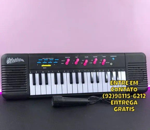 teclado com Microfone Infantil Musical Eletrico - Entrega das 9 até 22hrs
