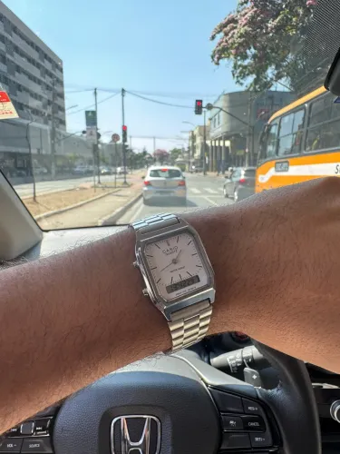 Relógio Retrô Vintage Aço Inox Analógico Digital Cronômetro Dual Time