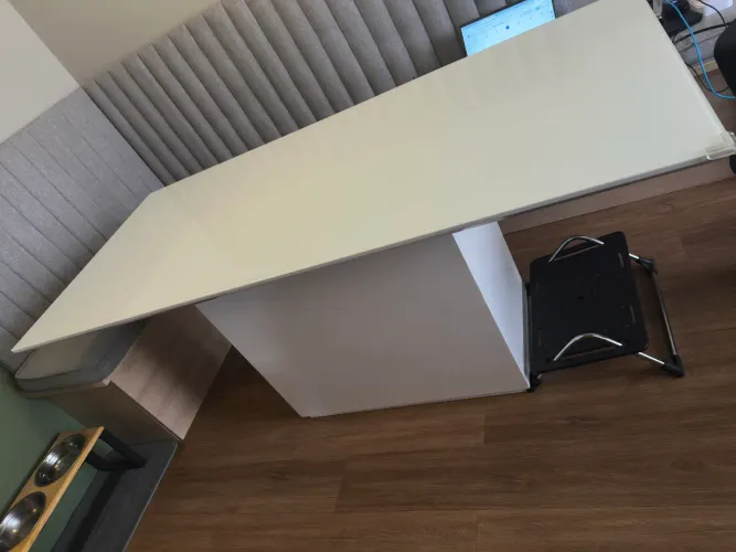 Mesa jantar madeira, tampo em vidro