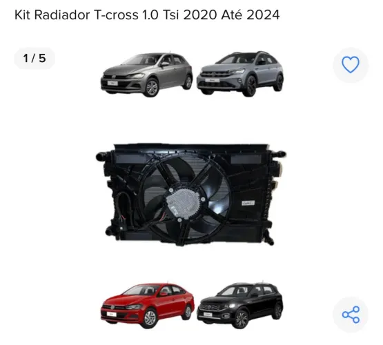 Kit Radiador T-cross 1.0 Tsi 2020 Até 2024