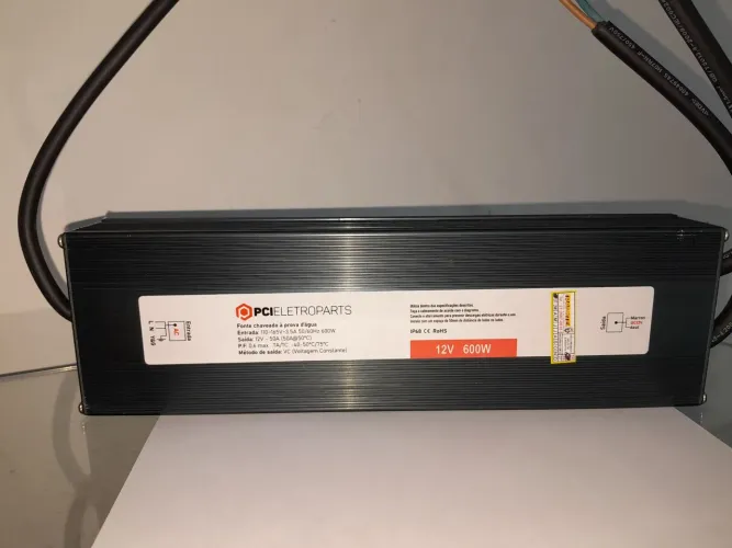 Fonte Para Letreiros de Led 12V 50 Amperes 127volts Ou 220volts - Prova D'água IP67