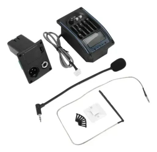 Pré Eq 5 Bandas P/ Violão Com Microfone Prener Lc-5 Afinador Preto
