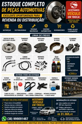 Estoque de Peças de Freios para veículos de várias marcas
