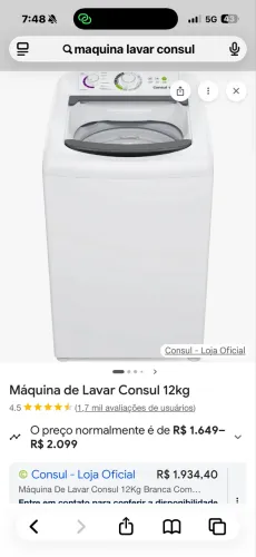 Máquina de lavar cônsul 12kg nova