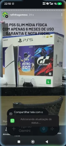 Ps5 slim mídia física com apenas 6 meses de uso