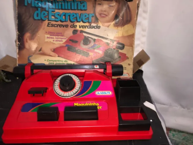 Maquininha de Escrever Infantil Glasslite Vintage Anos 80/90 + Fitas