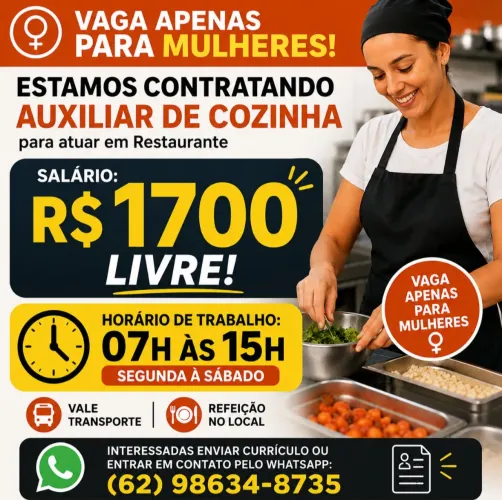 CONTRATA-SE AUXILIAR DE COZINHA