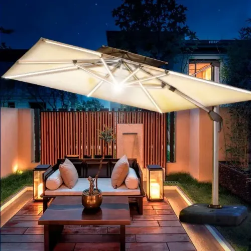 Ombrelone guarda-sol Romano grande, para Exterior, Com luz solar LED, medindo 3,5 x 3,5 m