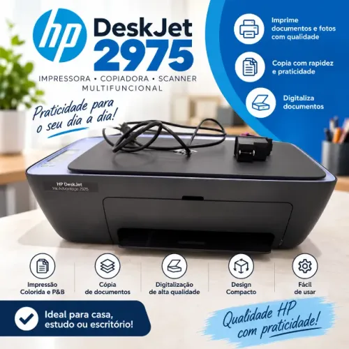 Impressora HP DeskJet 2975 Multifuncional - Imprime, Copia e Digitaliza