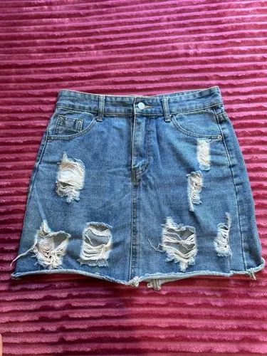Saia jeans cós alto
