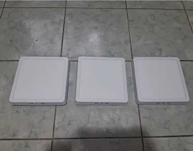 3 Plafons led 18w sobrepor quadrado 22x22cm aluminio branco-neutro 4000k, teto, sala, quar