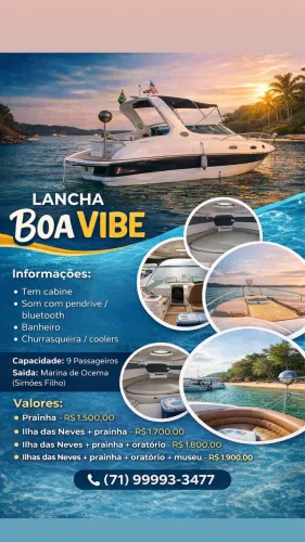 Aluguel de lancha . Saída Marina ocema a partir 1200