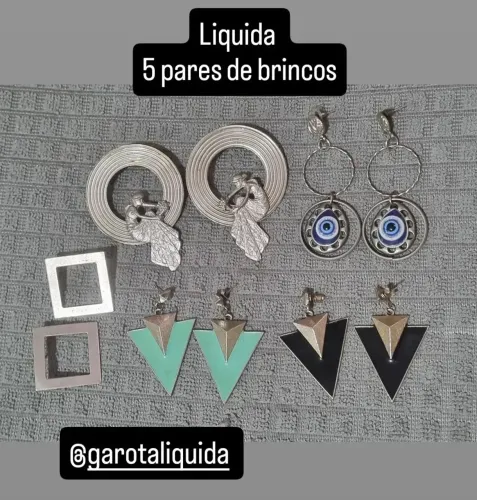 5 pares de brincos feminina tem olho grego<br>5 par