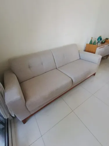 Sofá 3 Lugares Linho 210cm Bege - Herval