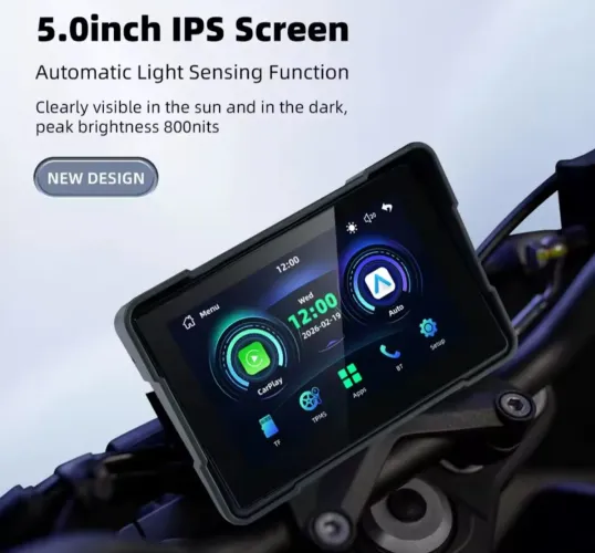 Navegador Motocicleta. tela IPS de 5.0 polegadas, Android Auto & Apple Carplay - Display