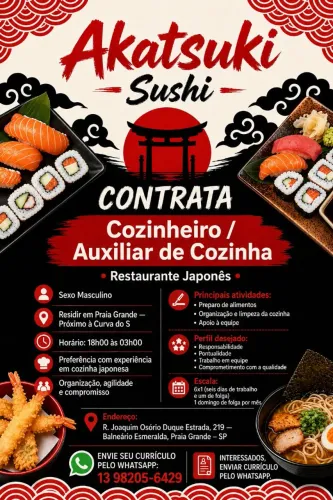 Precisa-se de cozinheiro com ou sem experiência