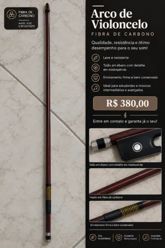 Arco de Violoncelo com Fibra de Carbono