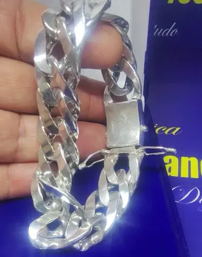 Pulseira Elos Duplo Prata Peso 100 Gramas 8 mm 22 Cm Maciça                               