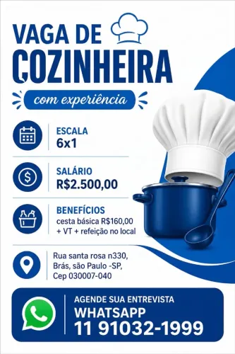 VAGA DE COZINHEIRA