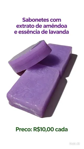 Sabonete com extrato de amêndoas e essência de lavanda 