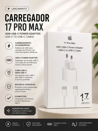 Carregador power 40w iPhone 15/16/17