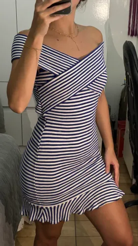 Vestido listrado elástico