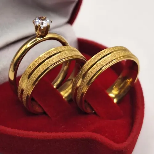 Par de Alianças Diamantada 6mm + Solitária+Caixinha; Namoro,Casamento,Noivado
