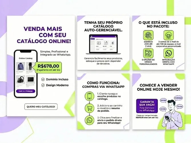 Site Catálogo Online Profissional Integrado ao WhatsApp - R$678