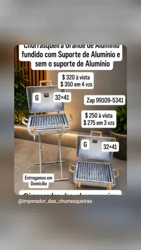 Churrasqueira Grande de Alumínio fundido com Suporte de Alumínio