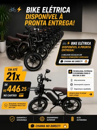 Bike elétrica Ultra V20 em 21x. Não precisa emplacar nem CNH