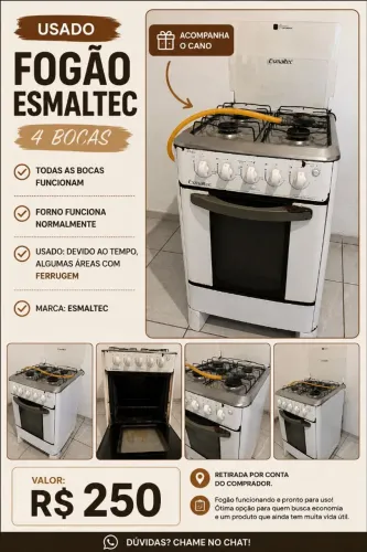 Fogão Esmaltec 4 bocas - Funcionando - R$ 250