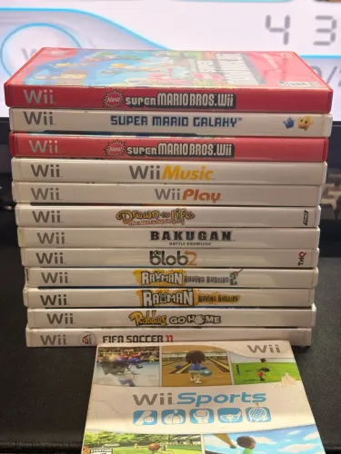 Lote 13 Jogos Originais Nintendo Wii - Super Mario Galaxy, Mario Bros, Wii Sports