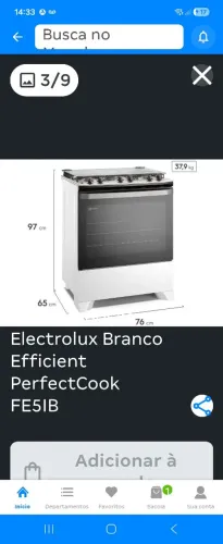 Fogão 5 bocas Eletrolux Efficient PerfectCook branco.