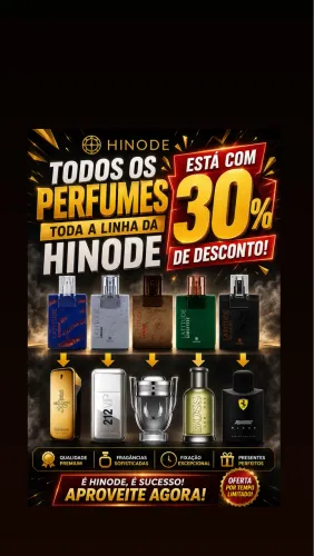 Perfumes Hinode com 30% de desconto Promoção